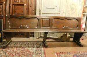 panc94 - banco em nogueira, época de 1700, Piemonte, cm L 252 x A 95 x P 49